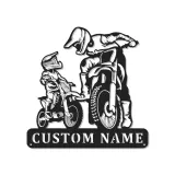 Custom Motocross Riders Led Light Metal Wall Art Personalized Gift for Dirt Bike Enthusiasts Garage or Man Cave Decor 1