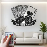 Personalized Poker LED Sign | Metal Game Room Decor | Custom Casino & Dice Wall Art | Gambling Gift for Him