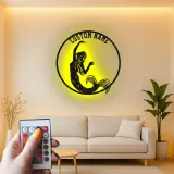 Insegna in metallo personalizzata con luce LED a forma di sirena regalo per amanti dell'oceano decorazione per camera da letto o nursery