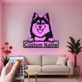 Décoration murale en métal personnalisée avec éclairage LED pour amoureux des chiens - Lapphund finlandais