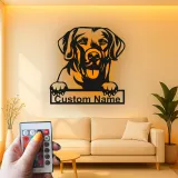 Custom Labrador Retriever Led Light Metal Wall Art Personalized Dog Lover Gift Living Room Pet Decor