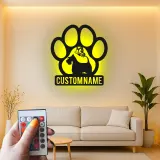 Décoration murale en métal personnalisée de patte de Scottish Terrier avec rétroéclairage LED - Cadeau pour les amoureux des chiens et décoration de salon