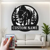 Décoration murale en métal LED personnalisée Bison Cadeau faunique pour les amoureux de la nature Décor de chalet rustique