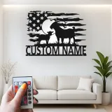 Personalisierte Ziegen-Metalltafel mit LED | Rustikale Landhaus-Wandkunst | Personalisierte patriotische Dekoration für Ranch & Zuhause