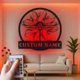 Cartel de metal personalizado con luz LED de libélula, regalo para amantes de la naturaleza, decoración para dormitorio o jardín 2