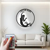Insegna in metallo personalizzata con luce LED a forma di sirena regalo per amanti dell'oceano decorazione per camera da letto o nursery