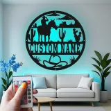 Cartel de metal LED personalizado de vaquero y caballo, regalo western para él, decoración rústica para rancho 3