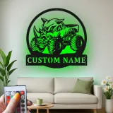 Personalized Monster Truck LED Sign | Custom Rhino Metal Wall Art | Boys Room & Man Cave Decor | Off-Road Name Plaque