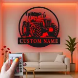 Insegna in metallo LED personalizzata a forma di trattore - Regalo per agricoltori, decorazione rustica per fattoria 1