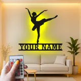 Insegna in metallo LED ballerina personalizzata, regalo per ballerini, decorazione per studio di danza o camera da letto
