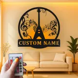 Insegna personalizzata a forma di chitarra con LED | Arte murale in metallo su misura | Decorazione per studio musicale | Regalo per musicisti e amanti della musica