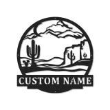 Custom Desert Landscape Led Light Metal Wall Art Personalized Gift for Nature Lovers Living Room or Patio Decor