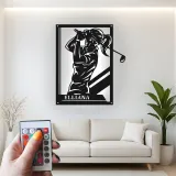Panneau en métal personnalisé de golfeuse | Décoration murale LED personnalisée | Cadeau pour amoureuse du golf | Décor de salle de sport