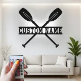 Custom Paddle Crossed Oars Led Light Metal Wall Art Personalized Gift for Kayakers Nautical Decor for Lake House