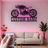 Décoration murale en métal personnalisée Café Racer avec rétroéclairage pour passionnés de moto