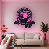 Custom Eagle American Flag Led Light Metal Wall Art Patriotic Gift for Veterans Office or Living Room Decor