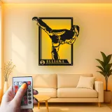Insegna in metallo personalizzata con luce LED per artisti marziali, regalo personalizzato per appassionati di karate, decorazione per palestra o dojo
