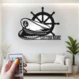 Décoration murale en métal personnalisée Roue du Capitaine avec rétroéclairage pour les amoureux de la mer