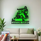 Arte da Parete in Metallo LED per Motoslitta Personalizzata | Insegna con Nome per Piloti per Man Cave | Regalo Decorativo per Sport Invernali