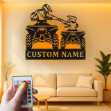 Insegna in metallo LED personalizzata per motociclisti ATV - Regalo personalizzato per appassionati di outdoor, decorazione per man cave o garage