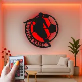 Insegna LED Personalizzata Calciatore | Insegna in Metallo Personalizzata | Decorazione per Stanza Teen e Regalo per Atleta