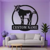 Insegna LED personalizzata con capra | Arte murale in metallo personalizzata per farmhouse e fienile | Regalo per rancher