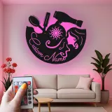 Enseigne de salon personnalisée | Art mural LED en métal sur mesure pour coiffeur | Décoration d’institut de beauté | Cadeau pour coiffeur