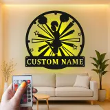 Cartel de metal personalizado con luz LED de animadora, regalo para la habitación de chicas o decoración de gimnasio