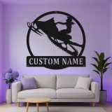 Custom Snowmobile LED Metal Sign | Personalized Rider Silhouette Wall Art | Winter Sports Decor Gift