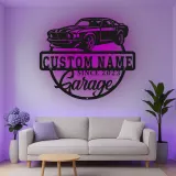 Décoration murale en métal LED personnalisée pour voiture de muscle, cadeau de garage pour passionnés de voitures, décoration de man cave 6