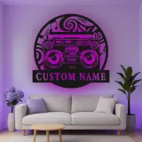Custom Boombox Led Light Metal Wall Art Personalized Music Lover Gift Retro Decor for Music Room