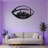 Plaque LED skyline football personnalisée | Décoration murale en métal de ville personnalisée | Décor salle de jeux et cadeau pour fan de sport | Lumière pour espace masculin