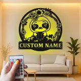 Custom Sloth Led Light Metal Wall Art Personalized Gift for Kids Nursery Animal Decor