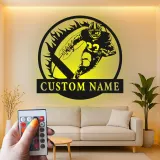Insegna LED personalizzata con football | Decorazione murale in metallo personalizzata per man cave, camera ragazzi | Regalo per atleta