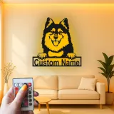 Cartel de metal LED de husky personalizado, regalo para amantes de los perros, decoración de sala de estar