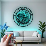 Insegna in metallo personalizzata con luce LED per locomotiva a vapore regalo per appassionati di treni decorazione man cave