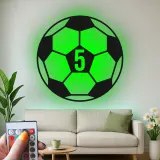 Luz de número de camiseta de fútbol personalizada | Arte mural LED de metal personalizado | Decoración deportiva para la habitación de los niños | Regalo para hijo atleta
