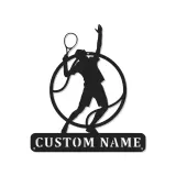 Arte murale in metallo per giocatore di tennis personalizzata | Insegna LED personalizzata per sala giochi | Regalo decorativo per atleta