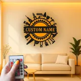 Custom Handyman Tools Sign | Personalized LED Metal Wall Art for Workshop or Garage | Carpenter & Craftsman Gift