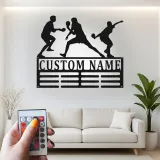 Supporto per medaglie da tennis da tavolo personalizzato | Arte murale in metallo LED Ping Pong | Insegna di esposizione personalizzata | Decorazione per sala giochi e regalo per giocatori