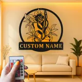 Insegna Nome Lemure Personalizzata | Arte in Metallo LED per Nursery a Tema Giungla | Decorazione Faunistica Personalizzata | Luce per Stanza Bambini Boho
