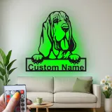 Custom Bloodhound Led Light Metal Wall Art Personalized Dog Lover Gift Living Room Pet Decor 1