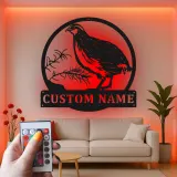Custom California Quail Metal Sign | LED Backlit Wildlife Wall Art | Personalized Hunter Decor | Rustic Lodge Gift