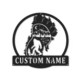 Insegna in metallo personalizzata Bigfoot Forest con luce LED regalo per appassionati di outdoor decor per cabine o man cave