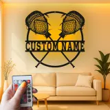 Personalisierte Lacrosse-Sticks LED-Leuchte | Personalisiertes Metallschild | Sportdekoration für Spieler, Trainer & Jugendzimmer