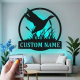 Cartel de metal LED de silueta de pato personalizado Regalo para amantes de la naturaleza Decoración rústica del hogar