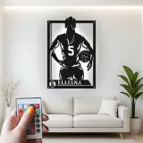 Cartel de metal personalizado con luz LED de jugador de fútbol, regalo personalizado para aficionados al fútbol, decoración para dormitorio deportivo