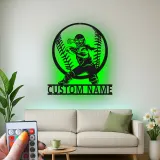 Softball Catcher LED Metal Art | Personalized Player Name Sign | Girls Sports Room Decor | Custom Athlete Gift