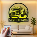 Custom Logging Truck Metal Sign | Personalized LED Wall Art for Truckers | Rustic Cabin & Garage Decor | Gift for Loggers