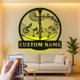 Insegna in metallo personalizzata con note musicali LED per clarinetto - Regalo per musicisti, decorazione per stanze musicali
